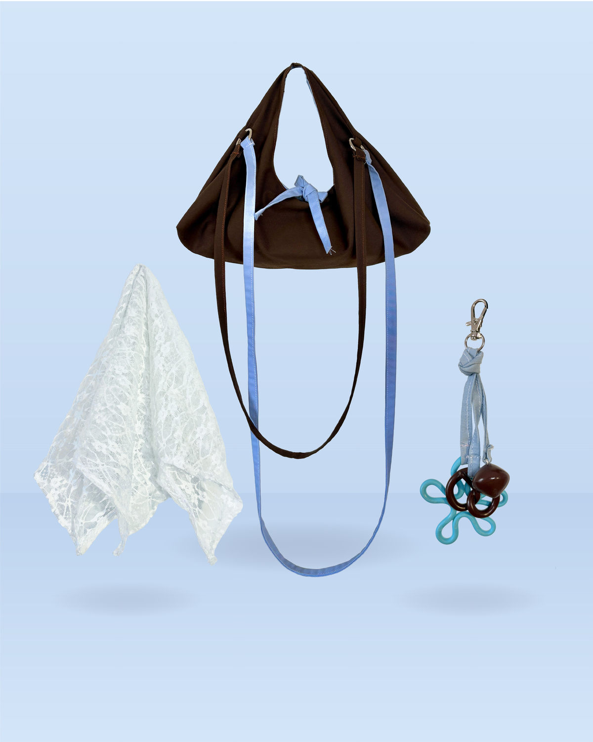 Lot Cinnamon - Sac réversible, bandana dentelle & Bijou de sac