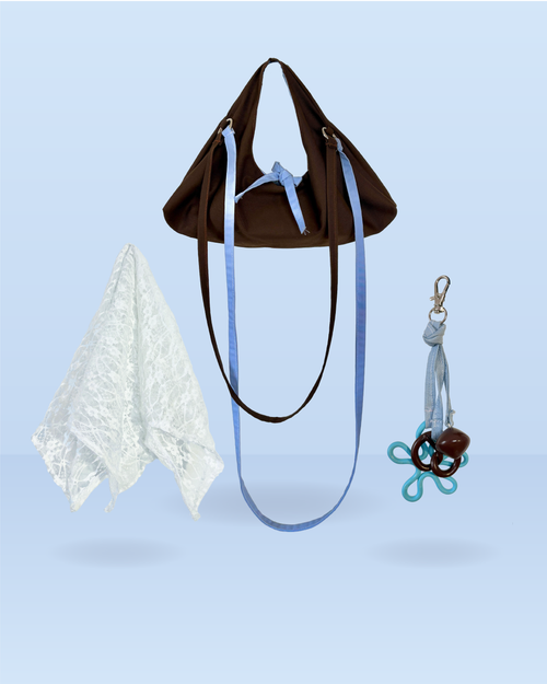 Lot Cinnamon - Sac réversible, bandana dentelle & Bijou de sac